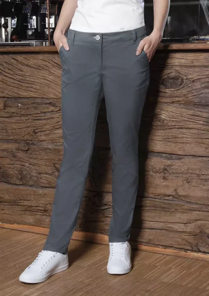 antracytowe spodnie kucharskie z 5 kieszeniami